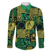 Cook Islands Mere Kiritimiti Family Matching Off The Shoulder Long Sleeve Dress and Hawaiian Shirt Pacific Patchwork Xmas Vibes - Polynesian Pride