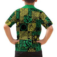 Cook Islands Mere Kiritimiti Family Matching Off Shoulder Short Dress and Hawaiian Shirt Pacific Patchwork Xmas Vibes - Polynesian Pride