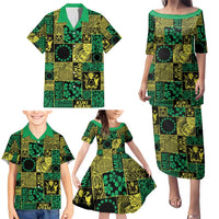 Cook Islands Mere Kiritimiti Family Matching Puletasi and Hawaiian Shirt Pacific Patchwork Xmas Vibes - Polynesian Pride