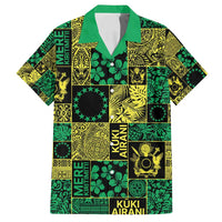 Cook Islands Mere Kiritimiti Family Matching Puletasi and Hawaiian Shirt Pacific Patchwork Xmas Vibes LT9 Dad's Shirt - Short Sleeve Green - Polynesian Pride