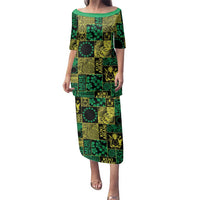 Cook Islands Mere Kiritimiti Family Matching Puletasi and Hawaiian Shirt Pacific Patchwork Xmas Vibes LT9 Mom's Dress Green - Polynesian Pride