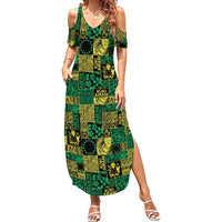 Cook Islands Mere Kiritimiti Family Matching Summer Maxi Dress and Hawaiian Shirt Pacific Patchwork Xmas Vibes - Polynesian Pride