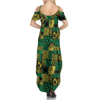 Cook Islands Mere Kiritimiti Family Matching Summer Maxi Dress and Hawaiian Shirt Pacific Patchwork Xmas Vibes - Polynesian Pride