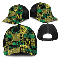 Cook Islands Mere Kiritimiti Mesh Trucker Cap Pacific Patchwork Xmas Vibes - Polynesian Pride