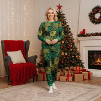 Cook Islands Mere Kiritimiti Christmas Pajama Set Pacific Patchwork Xmas Vibes - Polynesian Pride
