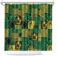 Cook Islands Mere Kiritimiti Shower Curtain Pacific Patchwork Xmas Vibes - Polynesian Pride