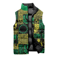 Cook Islands Mere Kiritimiti Sleeveless Puffer Jacket Pacific Patchwork Xmas Vibes - Polynesian Pride