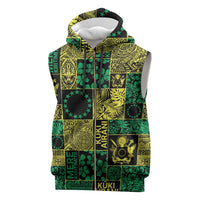 Cook Islands Mere Kiritimiti Sleeveless Zip Hoodie Pacific Patchwork Xmas Vibes - Polynesian Pride