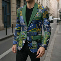 Solomon Islands Meri Kirihimete Blazer Pacific Patchwork Xmas Vibes - Polynesian Pride