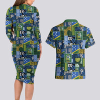 Solomon Islands Meri Kirihimete Couples Matching Long Sleeve Bodycon Dress and Hawaiian Shirt Pacific Patchwork Xmas Vibes - Polynesian Pride