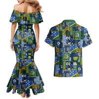 Solomon Islands Meri Kirihimete Couples Matching Mermaid Dress and Hawaiian Shirt Pacific Patchwork Xmas Vibes - Polynesian Pride