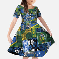 Solomon Islands Meri Kirihimete Family Matching Long Sleeve Bodycon Dress and Hawaiian Shirt Pacific Patchwork Xmas Vibes - Polynesian Pride