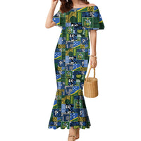 Solomon Islands Meri Kirihimete Family Matching Mermaid Dress and Hawaiian Shirt Pacific Patchwork Xmas Vibes - Polynesian Pride