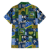 Solomon Islands Meri Kirihimete Family Matching Off The Shoulder Long Sleeve Dress and Hawaiian Shirt Pacific Patchwork Xmas Vibes - Polynesian Pride
