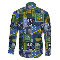 Solomon Islands Meri Kirihimete Family Matching Off The Shoulder Long Sleeve Dress and Hawaiian Shirt Pacific Patchwork Xmas Vibes - Polynesian Pride