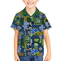 Solomon Islands Meri Kirihimete Kid Hawaiian Shirt Pacific Patchwork Xmas Vibes LT9 Kid Blue - Polynesian Pride