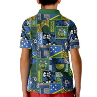 Solomon Islands Meri Kirihimete Kid Polo Shirt Pacific Patchwork Xmas Vibes - Polynesian Pride