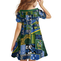 Solomon Islands Meri Kirihimete Kid Short Sleeve Dress Pacific Patchwork Xmas Vibes LT9 - Polynesian Pride