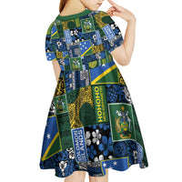 Solomon Islands Meri Kirihimete Kid Short Sleeve Dress Pacific Patchwork Xmas Vibes LT9 - Polynesian Pride