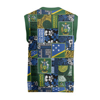 Solomon Islands Meri Kirihimete Christmas Knitted V-Neck Vest Pacific Patchwork Xmas Vibes - Polynesian Pride