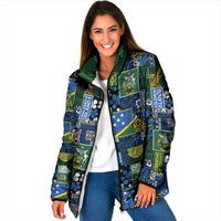 Solomon Islands Meri Kirihimete Padded Jacket Pacific Patchwork Xmas Vibes - Polynesian Pride