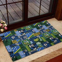 Solomon Islands Meri Kirihimete Rubber Doormat Pacific Patchwork Xmas Vibes - Polynesian Pride