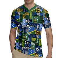 Solomon Islands Meri Kirihimete Rugby Jersey Pacific Patchwork Xmas Vibes - Polynesian Pride