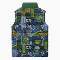 Solomon Islands Meri Kirihimete Sleeveless Puffer Jacket Pacific Patchwork Xmas Vibes - Polynesian Pride