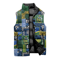 Solomon Islands Meri Kirihimete Sleeveless Puffer Jacket Pacific Patchwork Xmas Vibes - Polynesian Pride