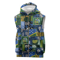 Solomon Islands Meri Kirihimete Sleeveless Zip Hoodie Pacific Patchwork Xmas Vibes LT9 Blue - Polynesian Pride