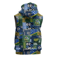 Solomon Islands Meri Kirihimete Sleeveless Zip Hoodie Pacific Patchwork Xmas Vibes LT9 - Polynesian Pride
