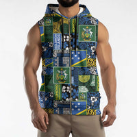 Solomon Islands Meri Kirihimete Sleeveless Zip Hoodie Pacific Patchwork Xmas Vibes - Polynesian Pride