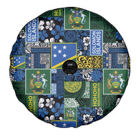 Solomon Islands Meri Kirihimete Spare Tire Cover Pacific Patchwork Xmas Vibes - Polynesian Pride