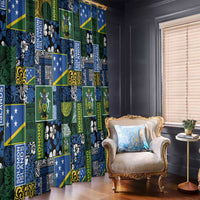 Solomon Islands Meri Kirihimete Window Curtain Pacific Patchwork Xmas Vibes - Polynesian Pride