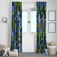 Solomon Islands Meri Kirihimete Window Curtain Pacific Patchwork Xmas Vibes - Polynesian Pride