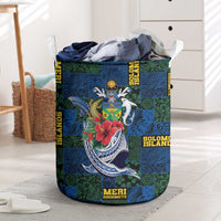 Solomon Islands Meri Kirihimete Laundry Basket Funny Santa Riding Shark - Polynesian Pride