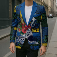 Solomon Islands Meri Kirihimete Blazer Funny Santa Riding Shark - Polynesian Pride