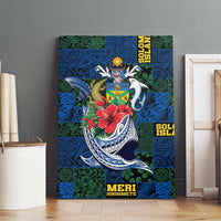 Solomon Islands Meri Kirihimete Canvas Wall Art Funny Santa Riding Shark - Polynesian Pride