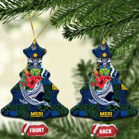 Solomon Islands Meri Kirihimete Ceramic Ornament Funny Santa Riding Shark - Polynesian Pride