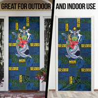 Solomon Islands Meri Kirihimete Door Cover Funny Santa Riding Shark - Polynesian Pride