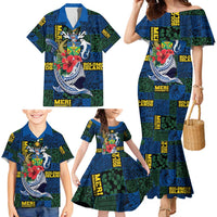 Solomon Islands Meri Kirihimete Family Matching Mermaid Dress and Hawaiian Shirt Funny Santa Riding Shark - Polynesian Pride