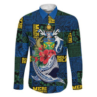 Solomon Islands Meri Kirihimete Family Matching Off Shoulder Maxi Dress and Hawaiian Shirt Funny Santa Riding Shark - Polynesian Pride
