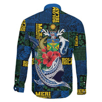 Solomon Islands Meri Kirihimete Family Matching Off Shoulder Maxi Dress and Hawaiian Shirt Funny Santa Riding Shark - Polynesian Pride
