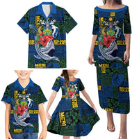 Solomon Islands Meri Kirihimete Family Matching Puletasi and Hawaiian Shirt Funny Santa Riding Shark LT9 - Polynesian Pride