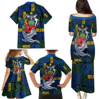 Solomon Islands Meri Kirihimete Family Matching Puletasi and Hawaiian Shirt Funny Santa Riding Shark LT9 - Polynesian Pride