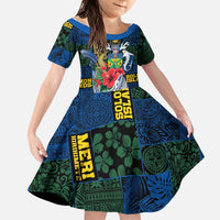 Solomon Islands Meri Kirihimete Family Matching Short Sleeve Bodycon Dress and Hawaiian Shirt Funny Santa Riding Shark - Polynesian Pride
