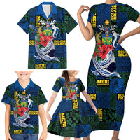 Solomon Islands Meri Kirihimete Family Matching Short Sleeve Bodycon Dress and Hawaiian Shirt Funny Santa Riding Shark - Polynesian Pride