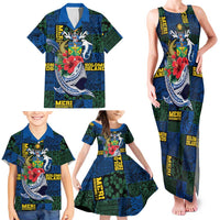 Solomon Islands Meri Kirihimete Family Matching Tank Maxi Dress and Hawaiian Shirt Funny Santa Riding Shark - Polynesian Pride