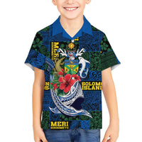 Solomon Islands Meri Kirihimete Family Matching Tank Maxi Dress and Hawaiian Shirt Funny Santa Riding Shark - Polynesian Pride