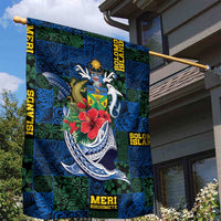 Solomon Islands Meri Kirihimete Garden Flag Funny Santa Riding Shark - Polynesian Pride